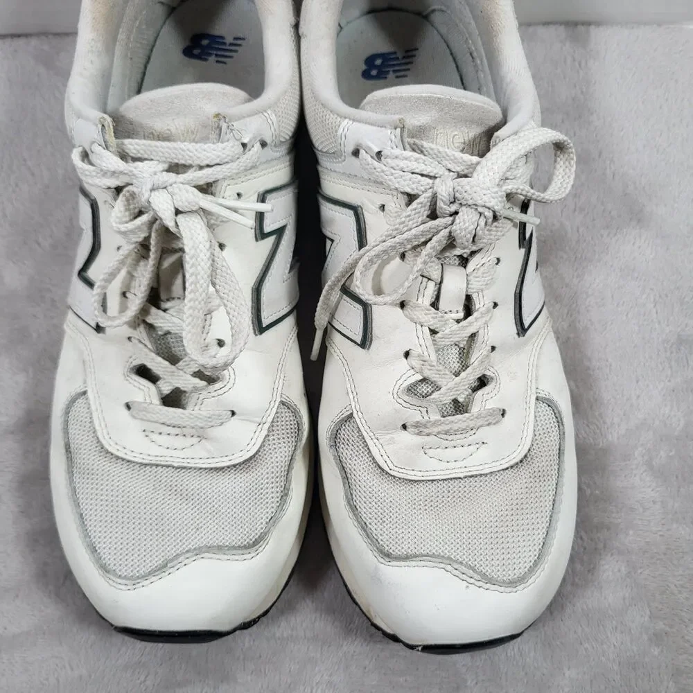 New Balance 574 Mens 11.5 D White Royal Blue Grey Sneakers Classic Lifestyle